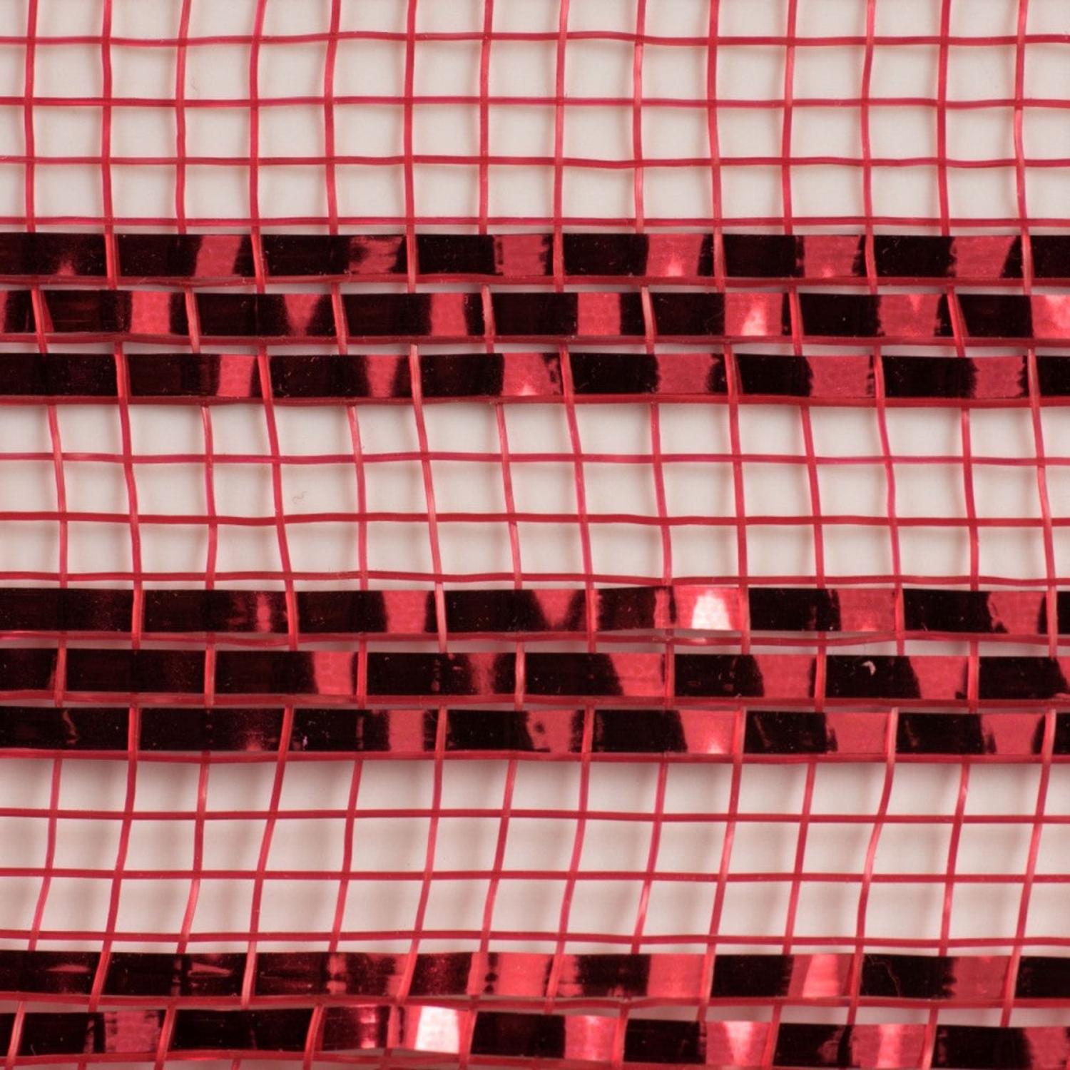 10" Border Stripe Metallic Mesh Ribbon: Red (10 Yards)