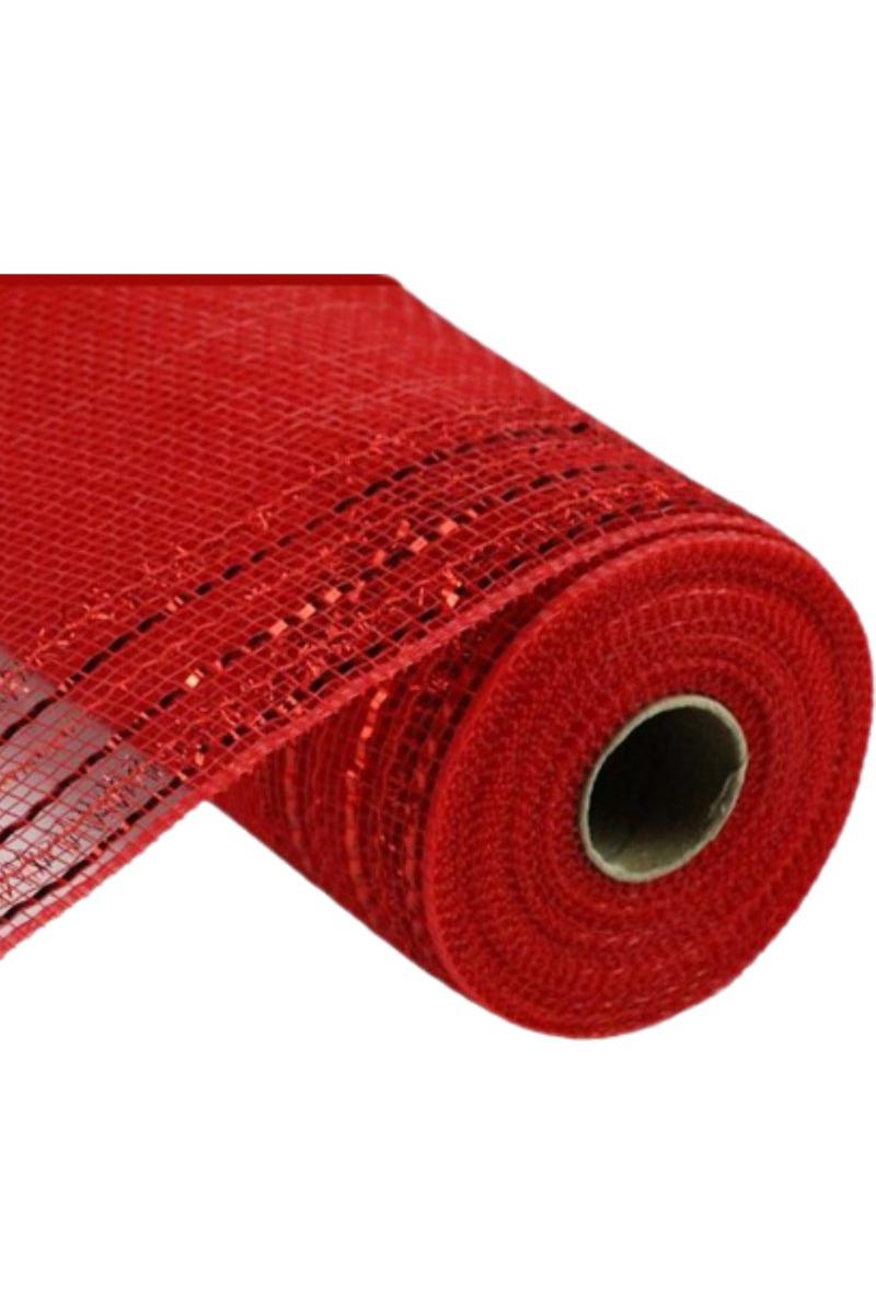 Shop For 10" Border Stripe Tinsel Metallic Mesh Ribbon: Red (10 Yards)