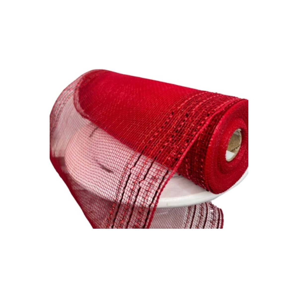 Shop For 10" Border Stripe Tinsel Metallic Mesh Ribbon: Red (10 Yards)