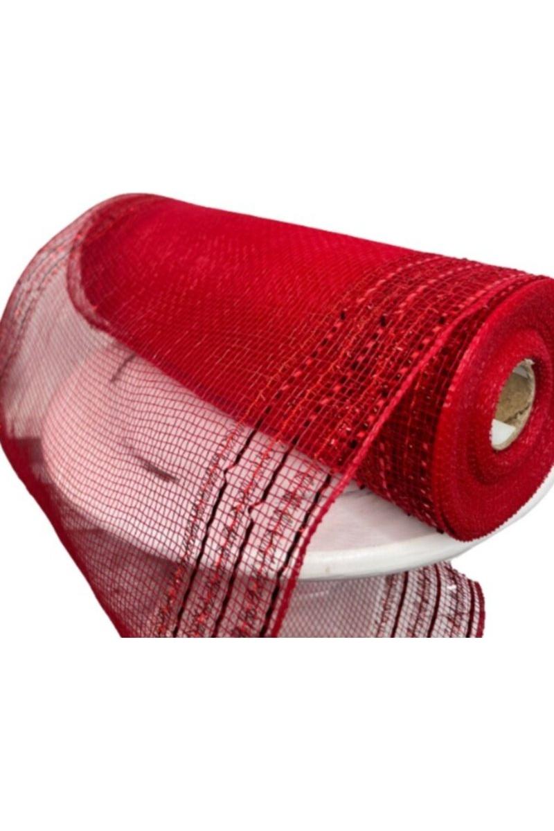 Shop For 10" Border Stripe Tinsel Metallic Mesh Ribbon: Red (10 Yards)