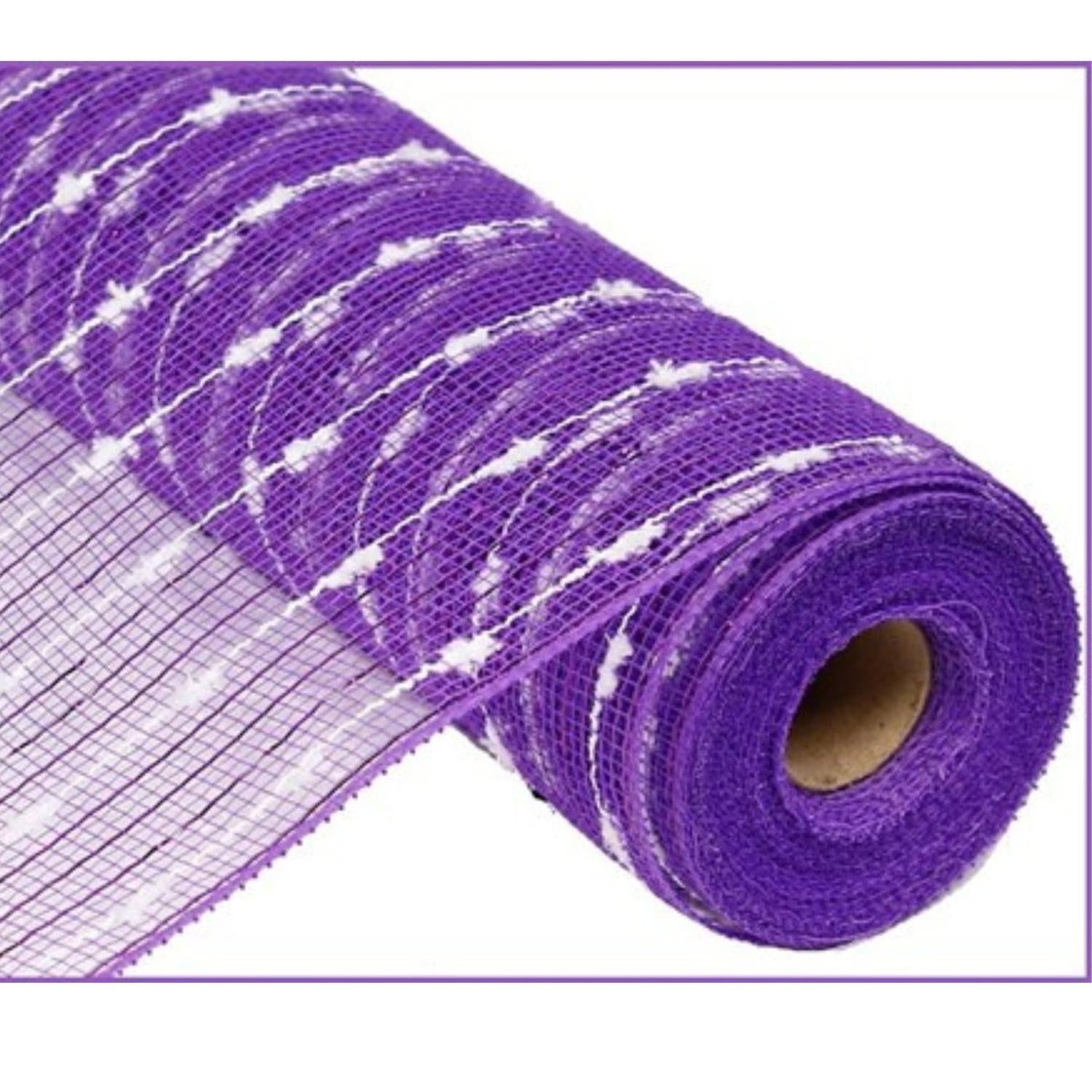 Shop For 10" Cotton Ball Deco Mesh Ribbon: Purple (10 Yards)
