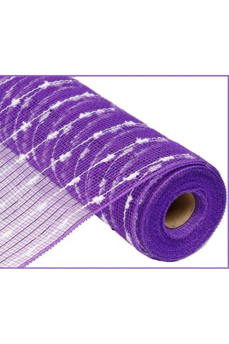 Shop For 10" Cotton Ball Deco Mesh Ribbon: Purple (10 Yards)