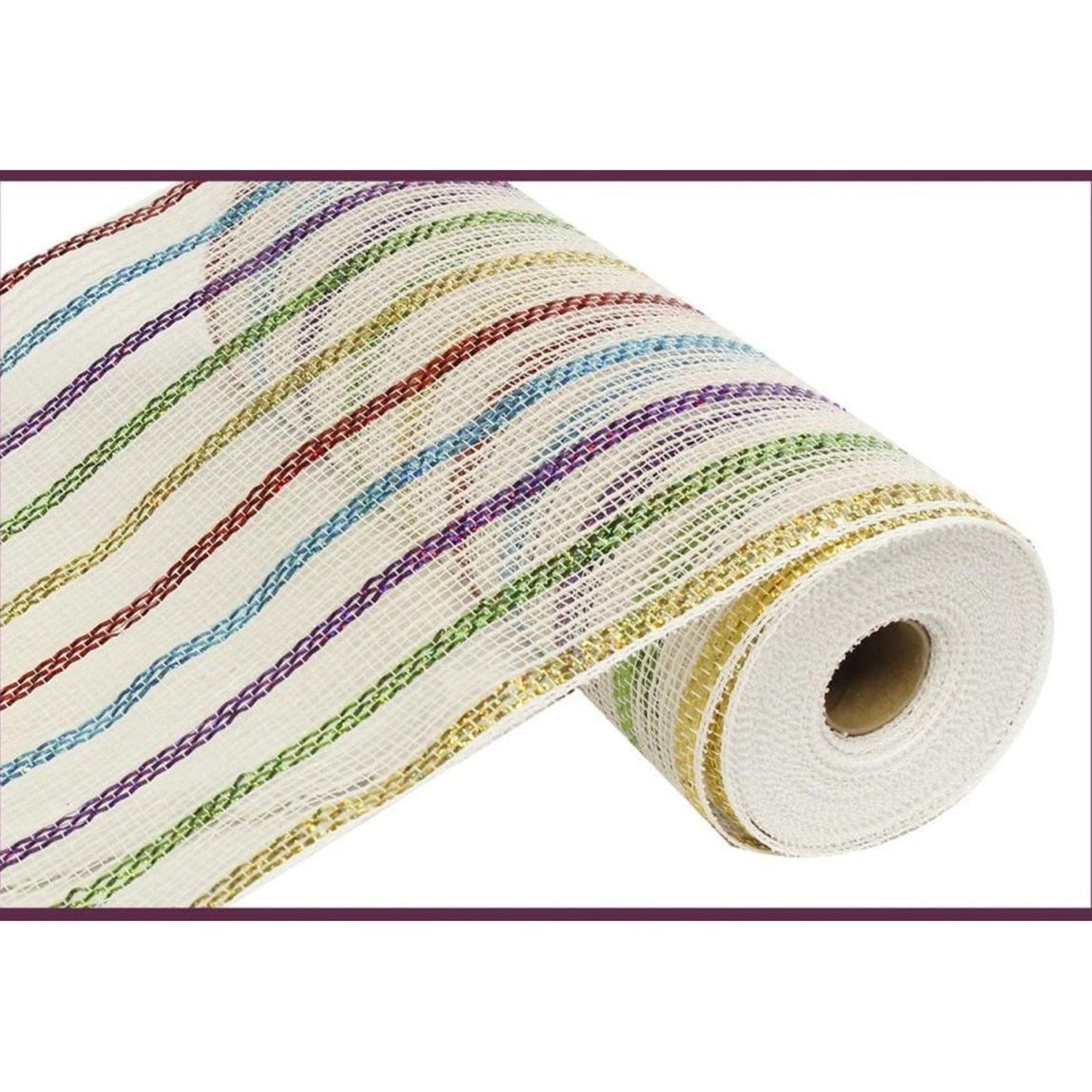 Shop For 10" Cotton Poly Deco Mesh Ribbon: White/Multi (10 Yards)