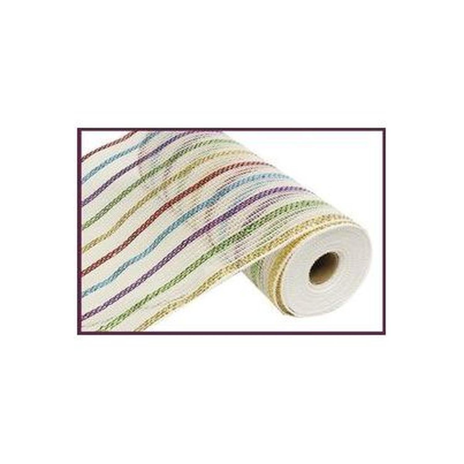 Shop For 10" Cotton Poly Deco Mesh Ribbon: White/Multi (10 Yards) at Michelle's aDOORable Creations