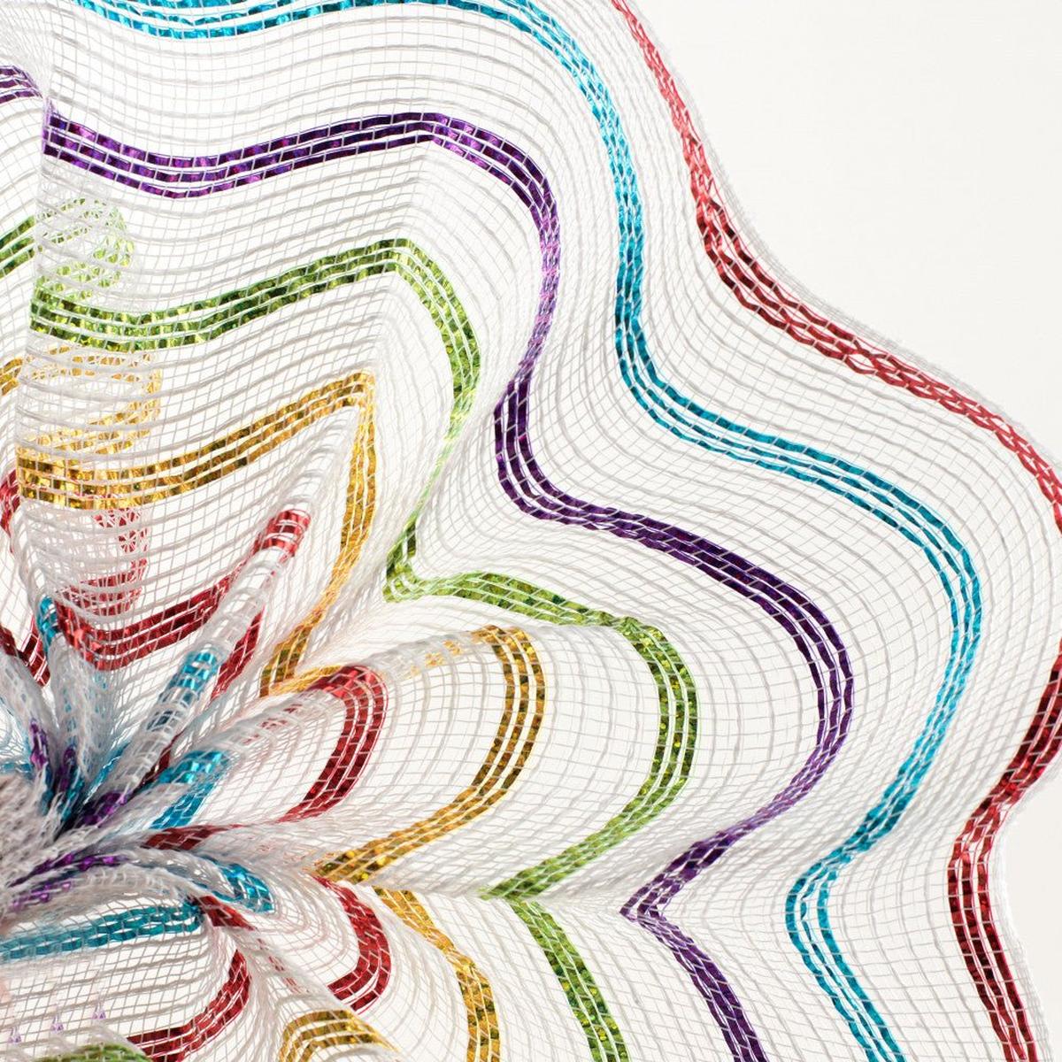 Shop For 10" Cotton Poly Deco Mesh Ribbon: White/Multi (10 Yards) at Michelle's aDOORable Creations