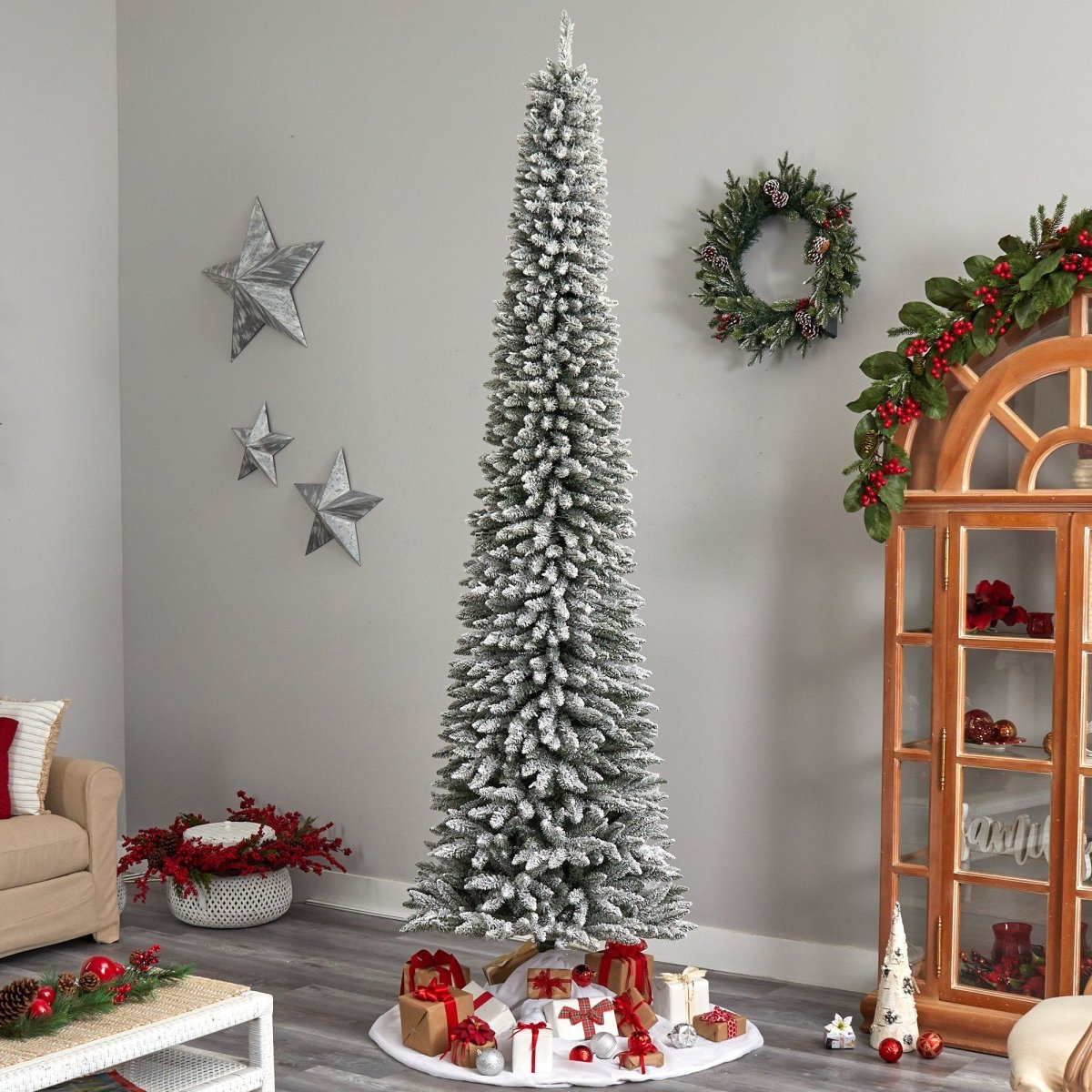 Shop For 10’ Flocked Pencil Artificial Christmas Tree