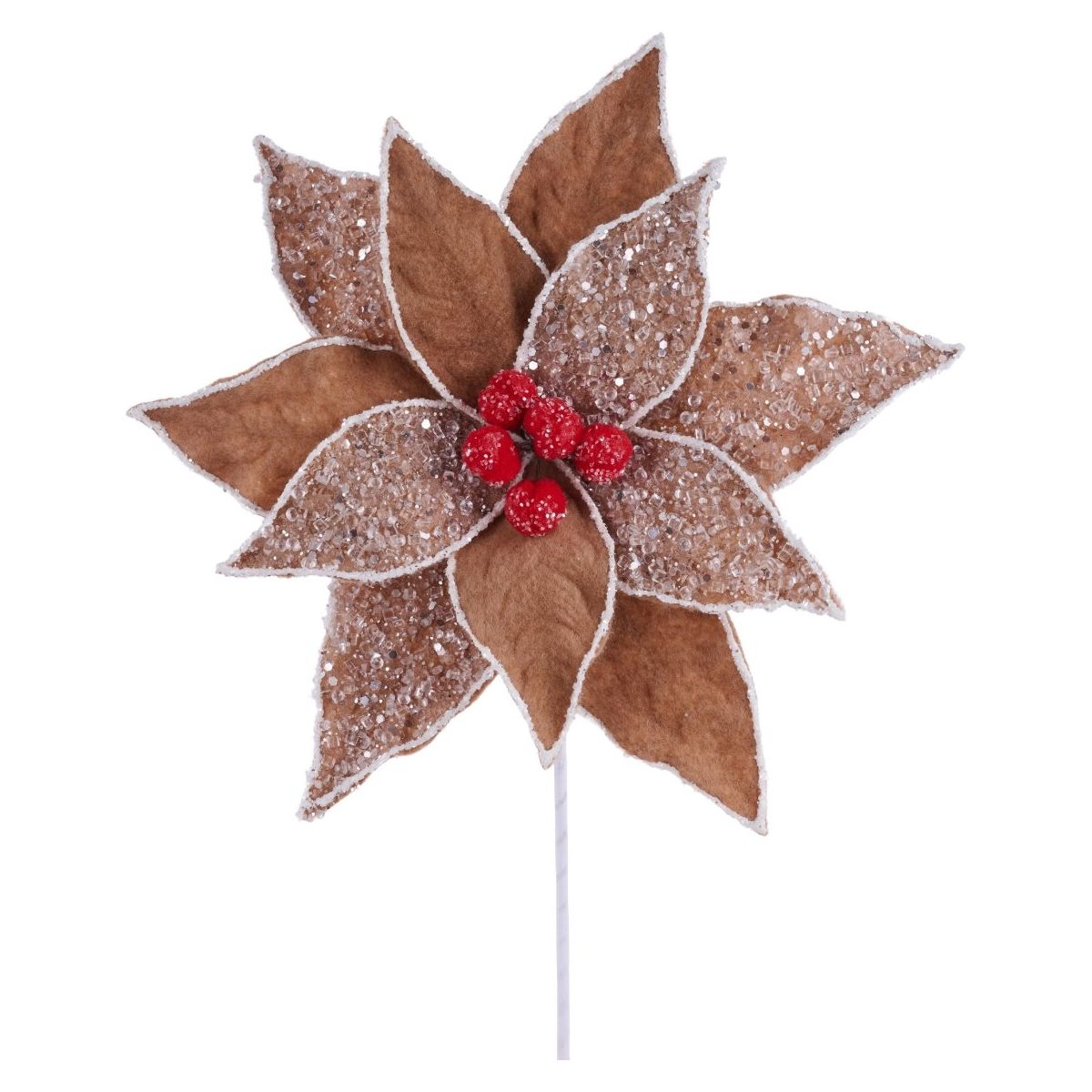 Shop For 10" Frosted Gingerbread Poinsettia Pick