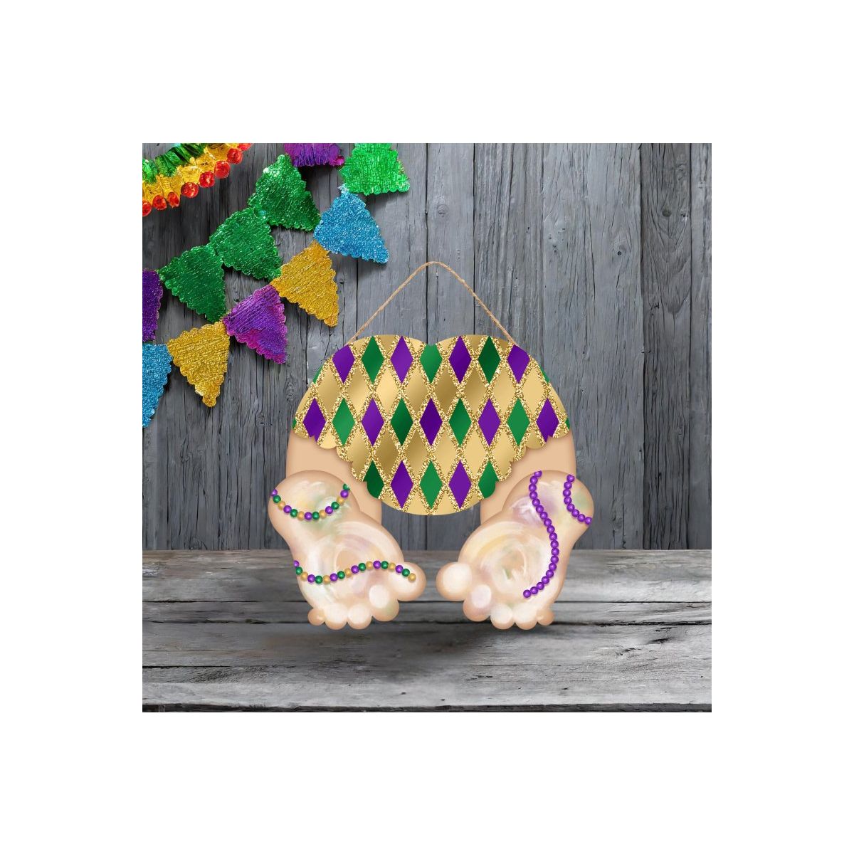 Shop For 10" Glitter Baby Bottom Sign: Mardi Gras