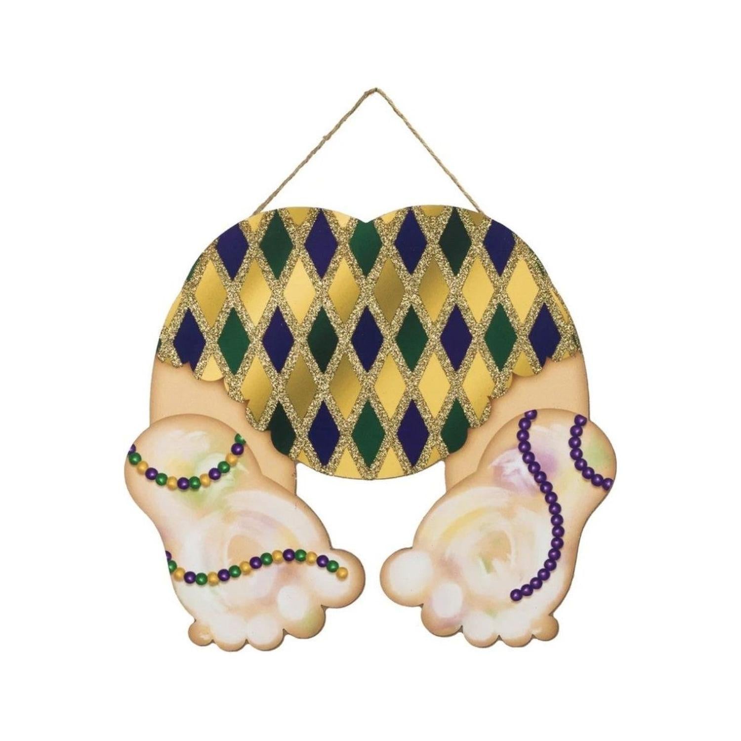 10" Glitter Baby Bottom Sign: Mardi Gras