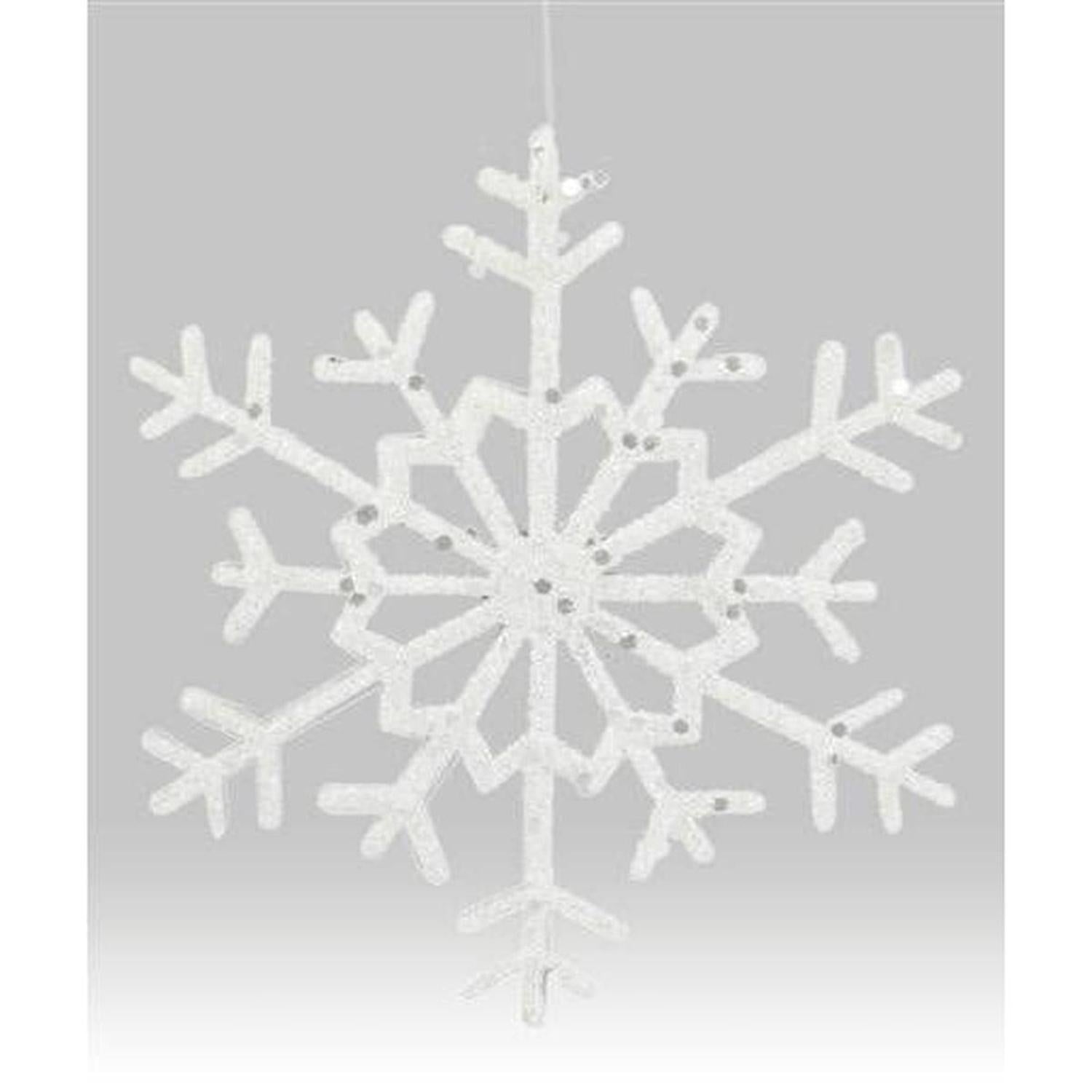 10" Glitter Snowflake Ornament: White (Asst 2)
