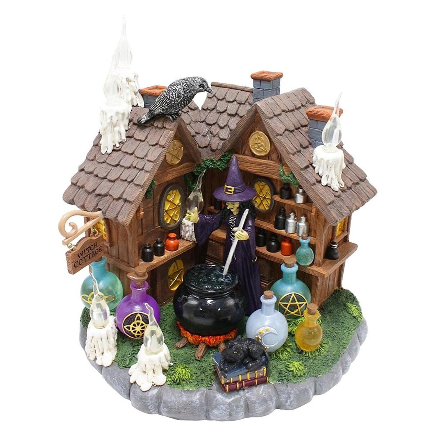 10" LED Halloween Witch Cottage Figurine