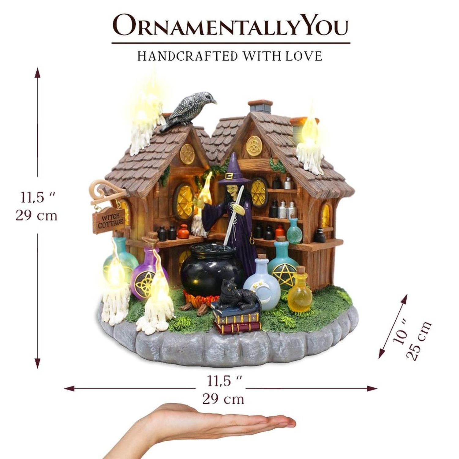 10" LED Halloween Witch Cottage Figurine