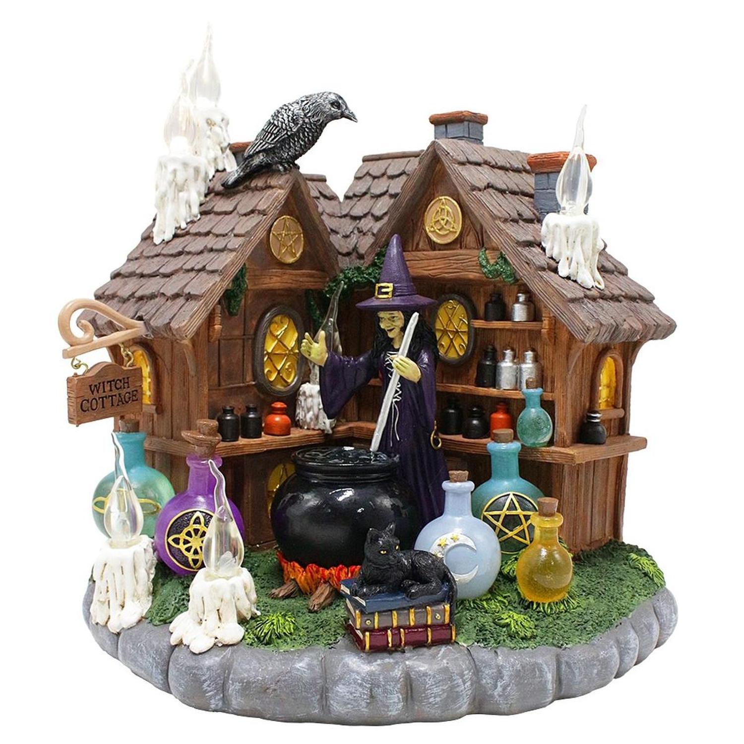 10" LED Halloween Witch Cottage Figurine