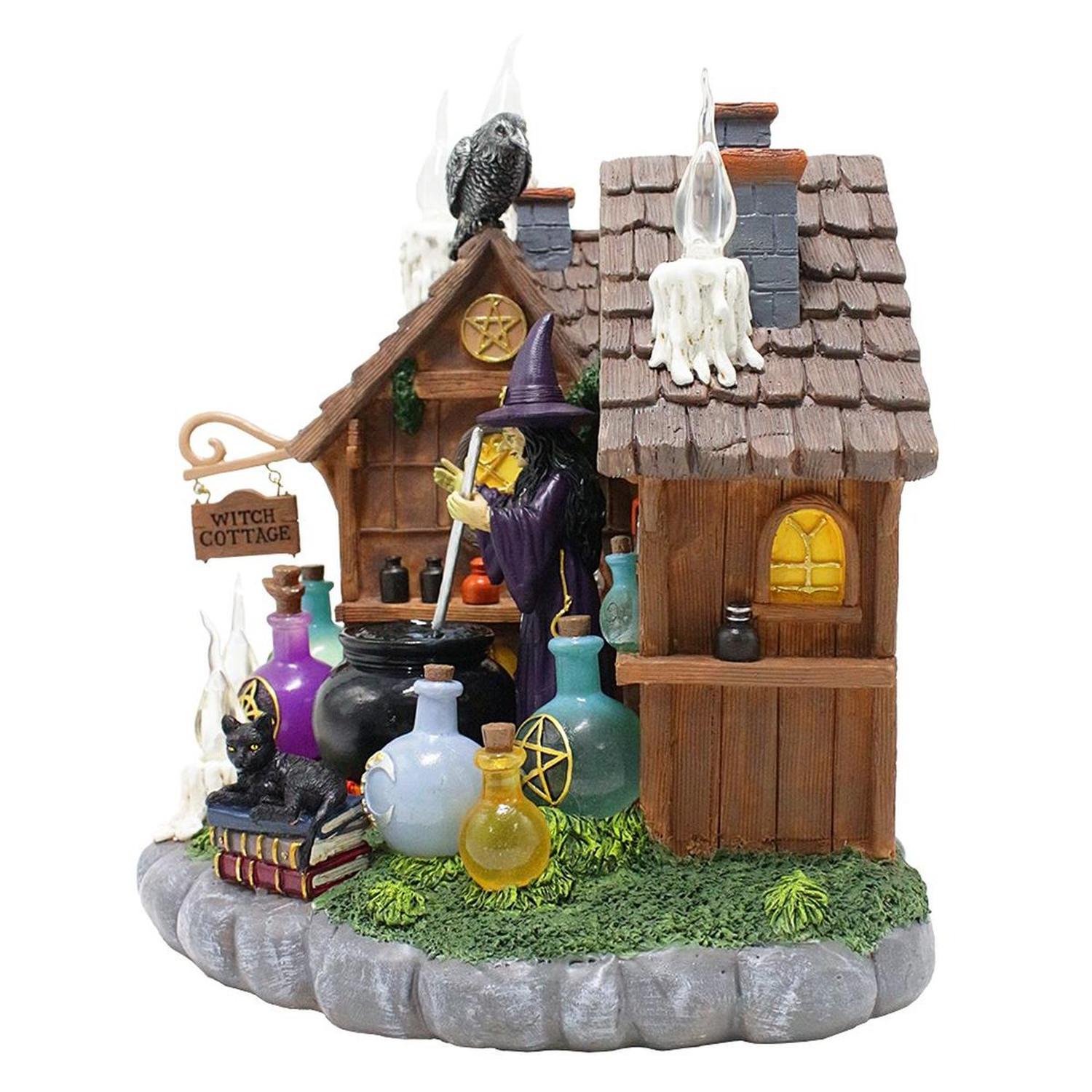 10" LED Halloween Witch Cottage Figurine