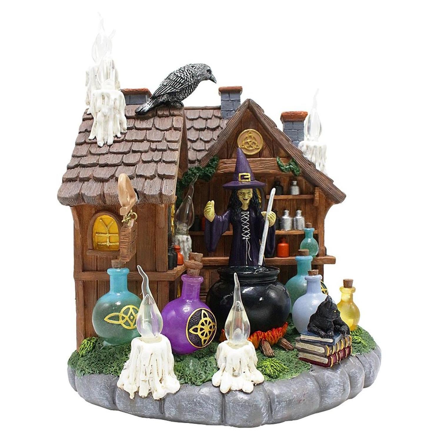 10" LED Halloween Witch Cottage Figurine