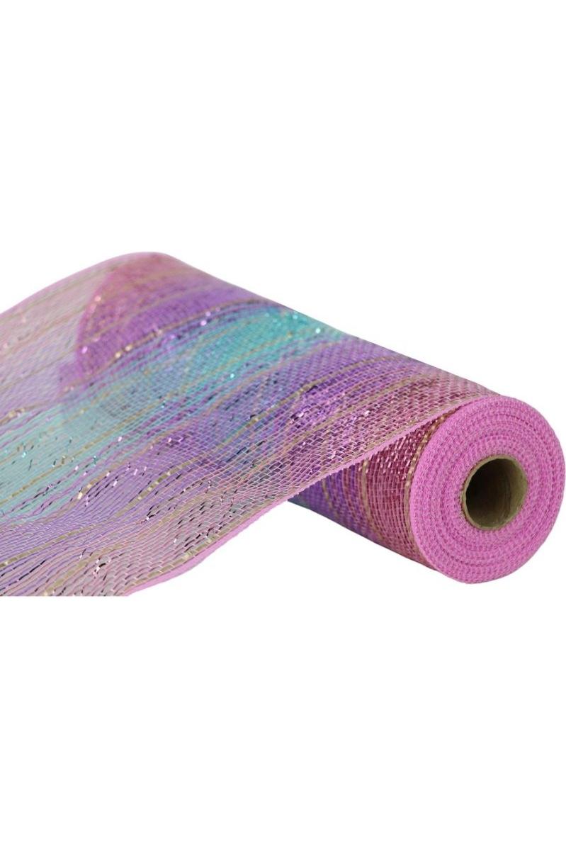 Shop For 10" Metallic Foil Ombré Mesh Ribbon: Light Pink, Lavender, Ice Blue, Gold (10 Yards) at Michelle's aDOORable Creations