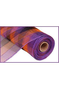 Shop For 10" Metallic Orange/Black/Purple Plaid Mesh Ribbon at Michelle's aDOORable Creations