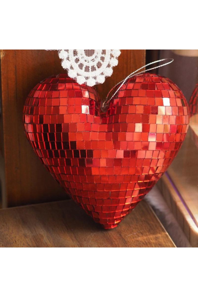 Shop For 10" Mirror Disco Heart: Red