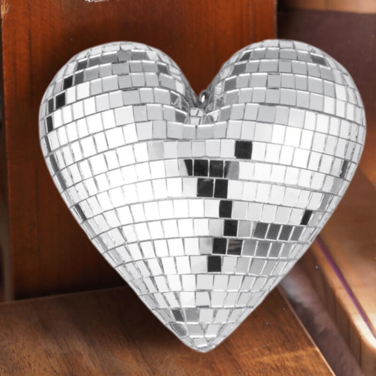 Shop For 10" Mirror Disco Heart: Silver