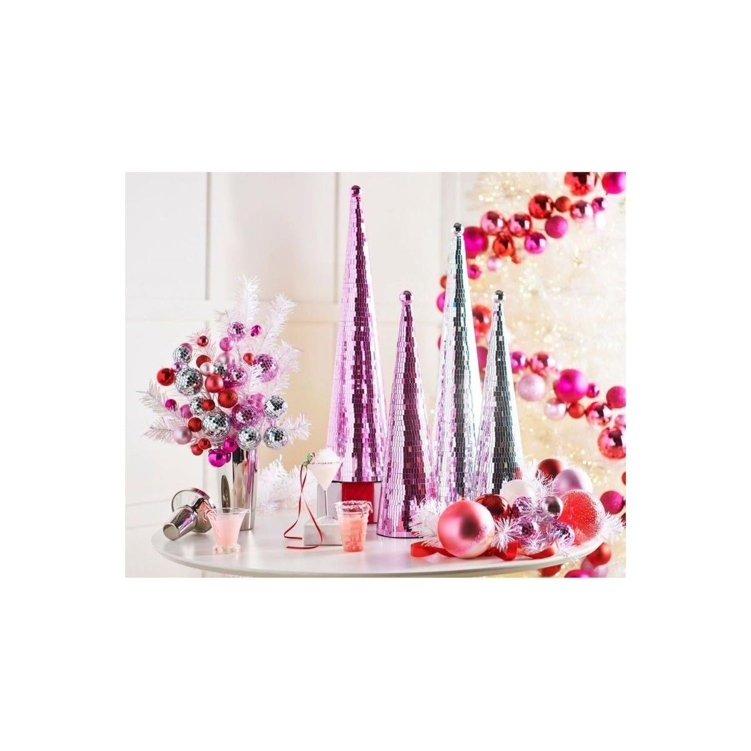 10" Pink Disco Ball Holiday Spray