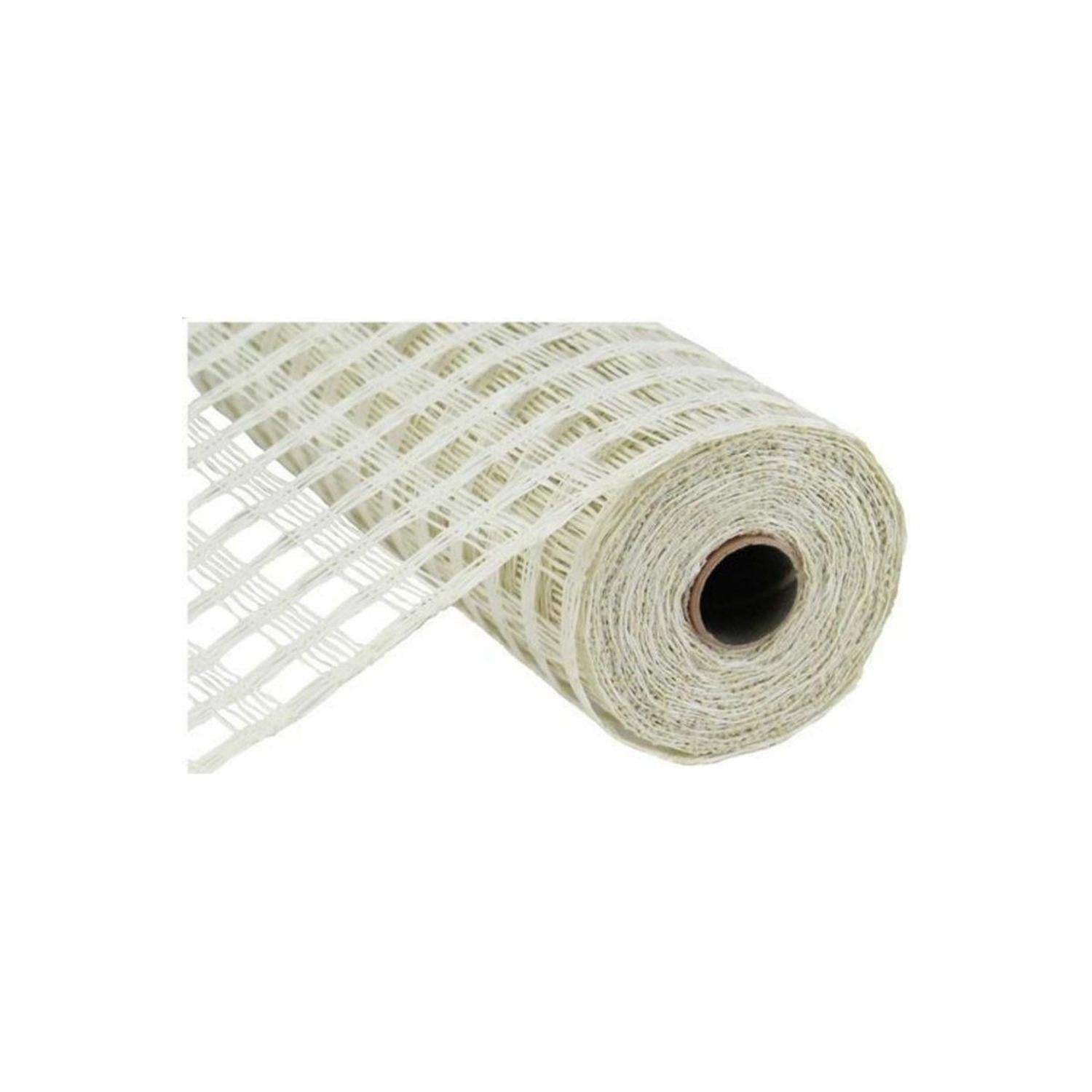 10" Poly Burlap Check Mesh Ribbon: Cream
