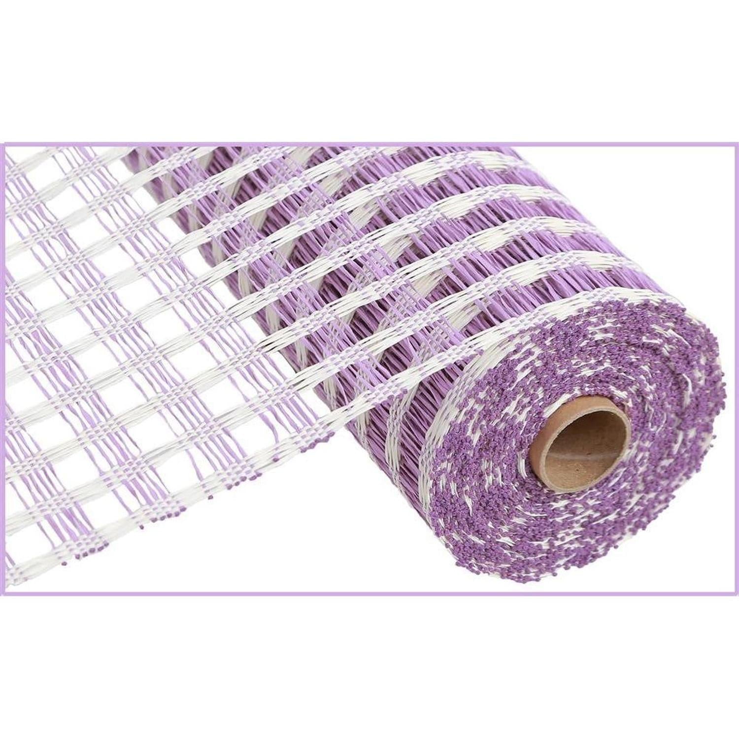 Shop For 10" Poly Burlap Check Mesh Ribbon: Lavender & Cream