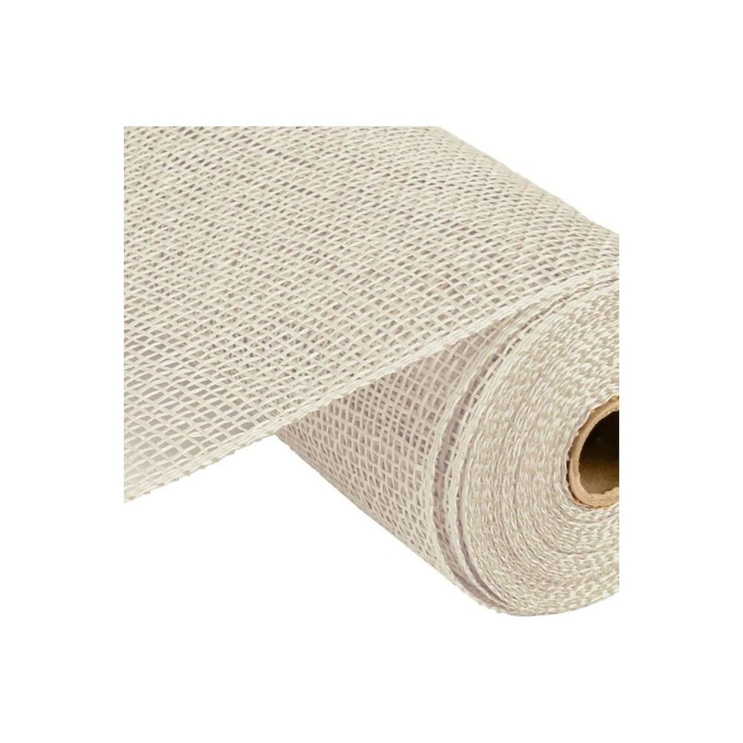 10" Poly Burlap Mesh ribbon: Cream