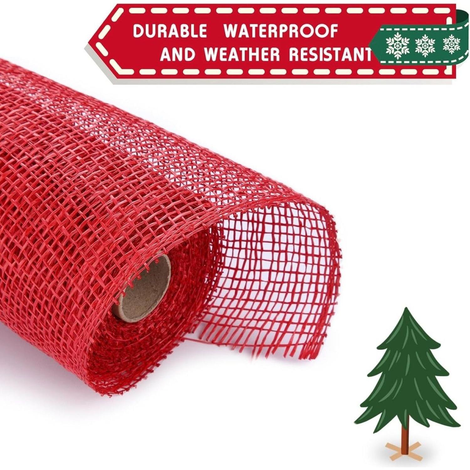 10" Poly Burlap Mesh Ribbon: Red
