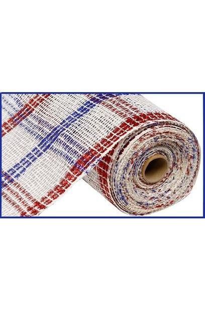 Shop For 10" Poly Burlap Mesh Ribbon: Patriotic Tinsel Check at Michelle's aDOORable Creations