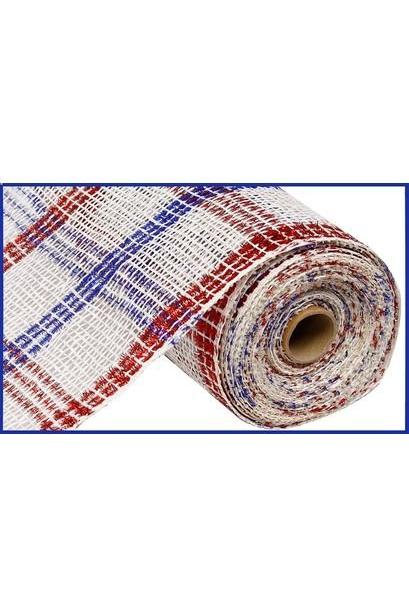 Shop For 10" Poly Burlap Mesh Ribbon: Patriotic Tinsel Check at Michelle's aDOORable Creations