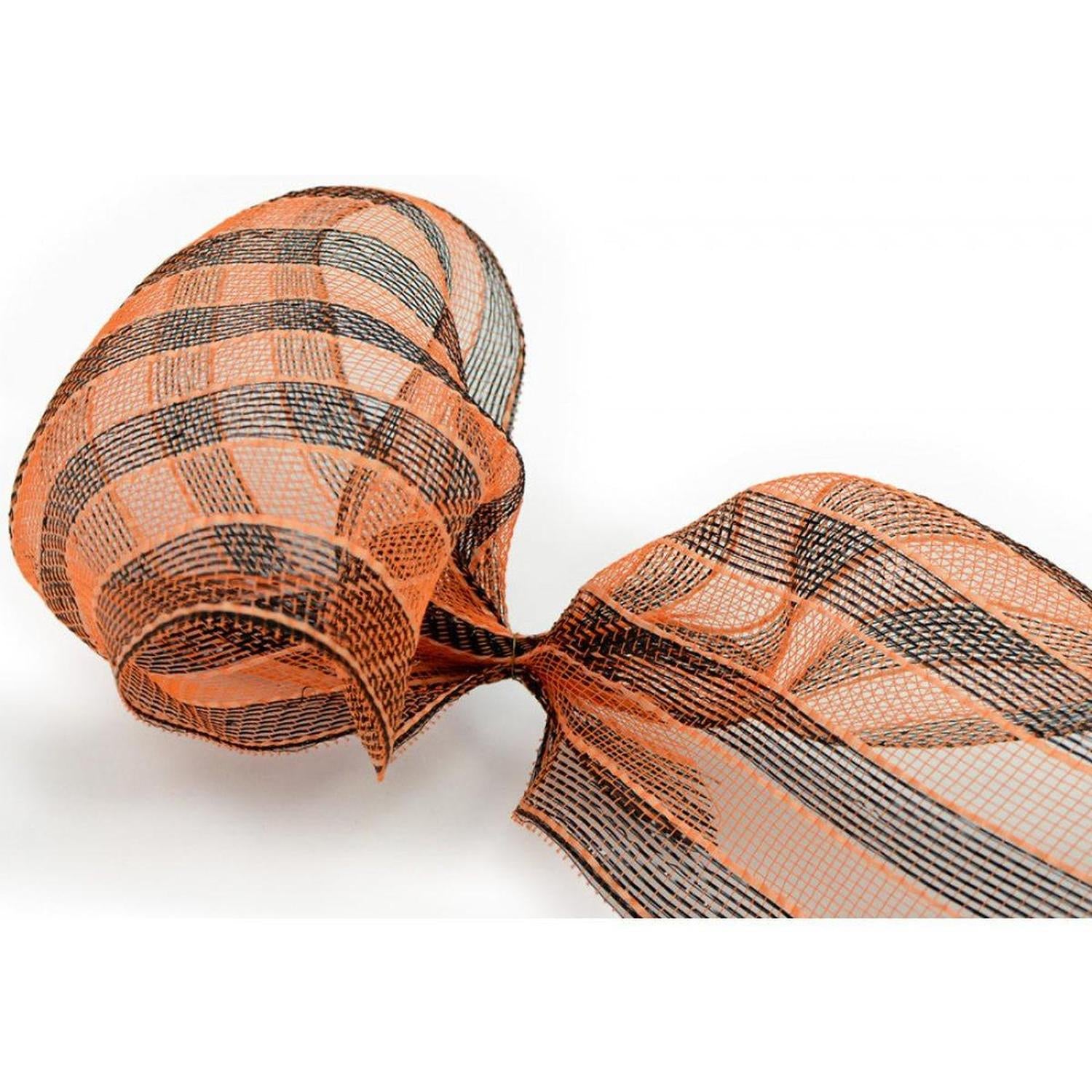 10" Poly Deco Mesh Ribbon: Orange and Black Stripes