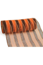 Shop For 10" Poly Deco Mesh: Orange and Black Stripes RE1316E8