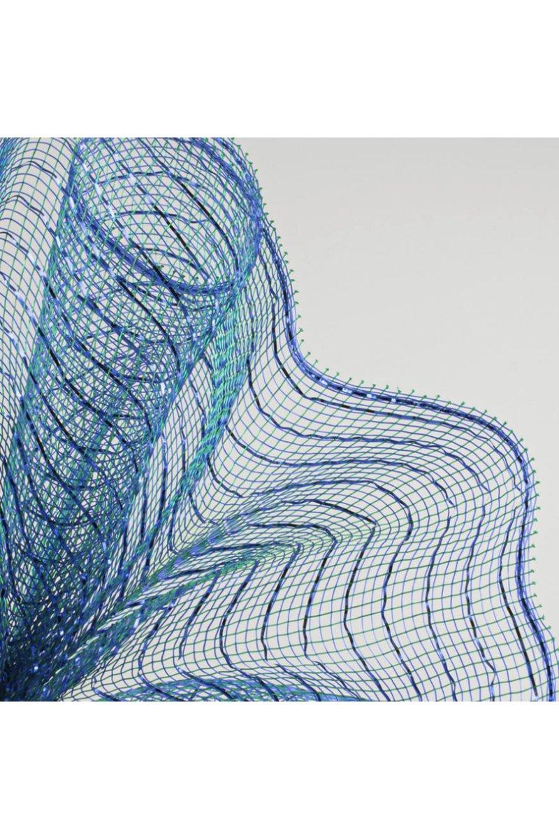 Shop For 10" Poly Deco Mesh: Peacock Blue/Blue Foil (10 Yards)