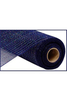 Shop For 10" Poly Deco Mesh Ribbon: Metallic Navy Blue & Silver (10 Yards) at Michelle's aDOORable Creations