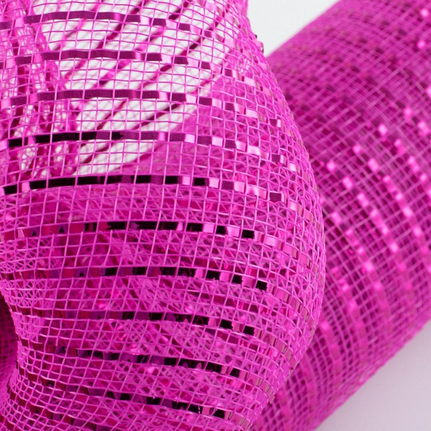 Shop For 10" Poly Deco Mesh Ribbon: Wide Foil Metallic Hot Pink at Michelle's aDOORable Creations