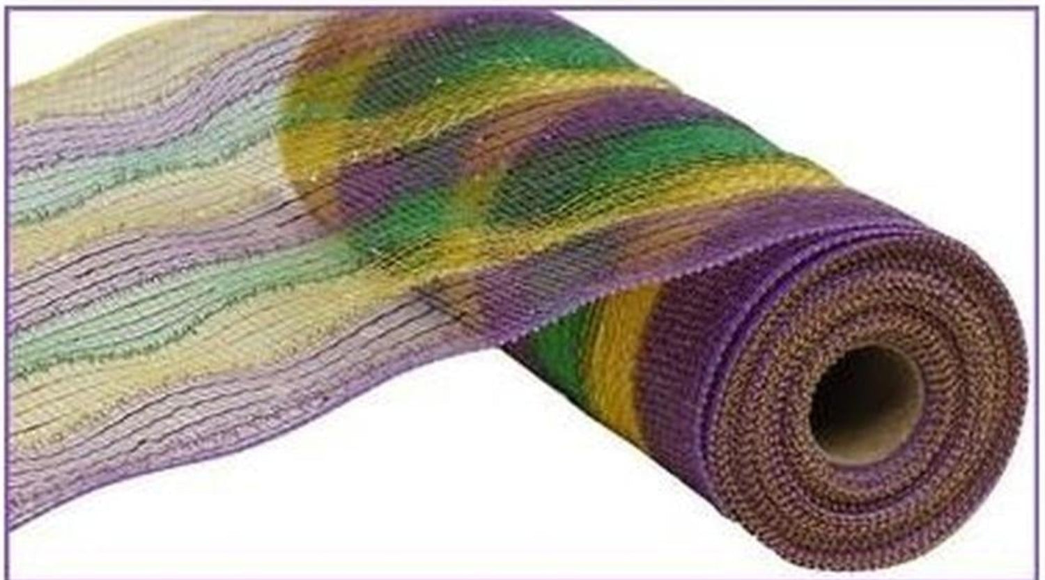10" Poly Deco Tinsel Foil Mesh Ribbon: Mardi Gras Stripe (10 Yards)