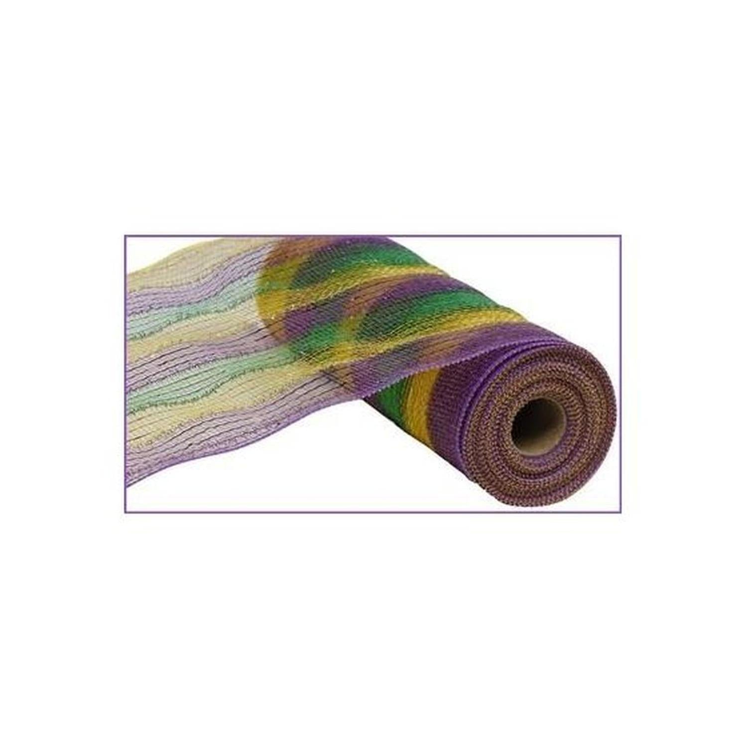 Shop For 10" Poly Deco Tinsel Foil Mesh Ribbon: Mardi Gras Stripe (10 Yards) at Michelle's aDOORable Creations