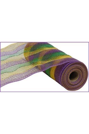 Shop For 10" Poly Deco Tinsel Foil Mesh Ribbon: Mardi Gras Stripe (10 Yards) at Michelle's aDOORable Creations