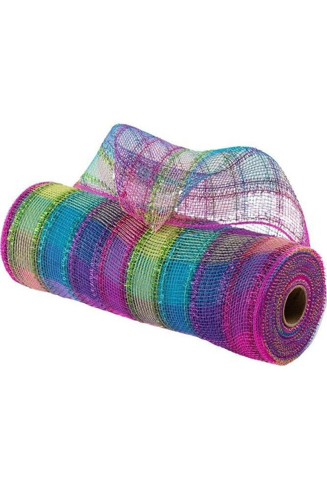 Shop For 10" Poly Deco Tinsel Mesh Ribbon: Fuchsia, Purple, Lime, Turquoise Check (10 Yards) RY841017