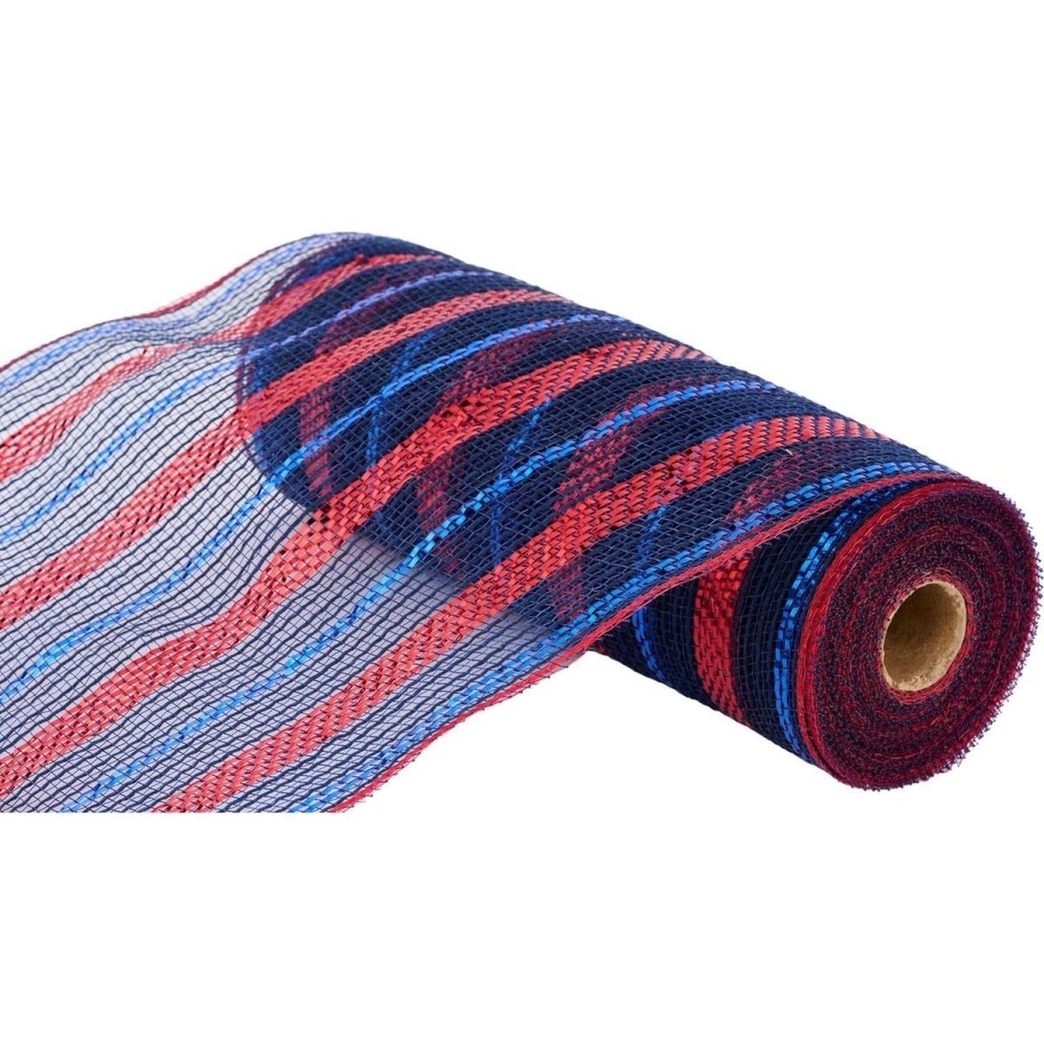 Shop For 10" Poly Faux Jute Metallic Mesh Ribbon: Navy Blue, Royal, Red (10 Yards)