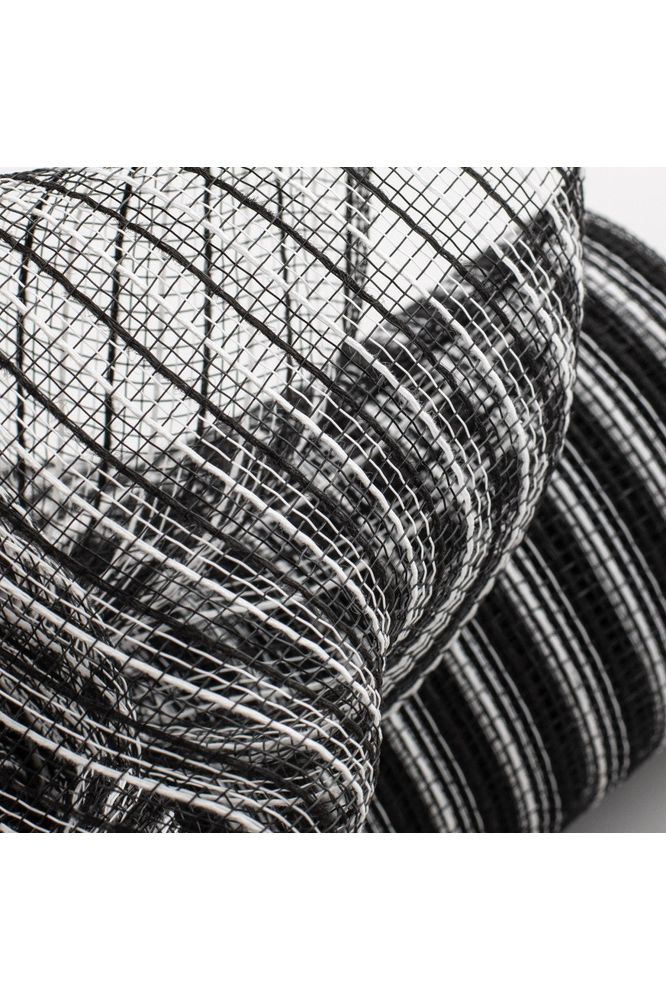 Shop For 10" Poly Jute Deco Mesh: Black & White Stripe (10 Yards)