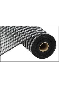 Shop For 10" Poly Jute Deco Mesh: Black & White Stripe (10 Yards)