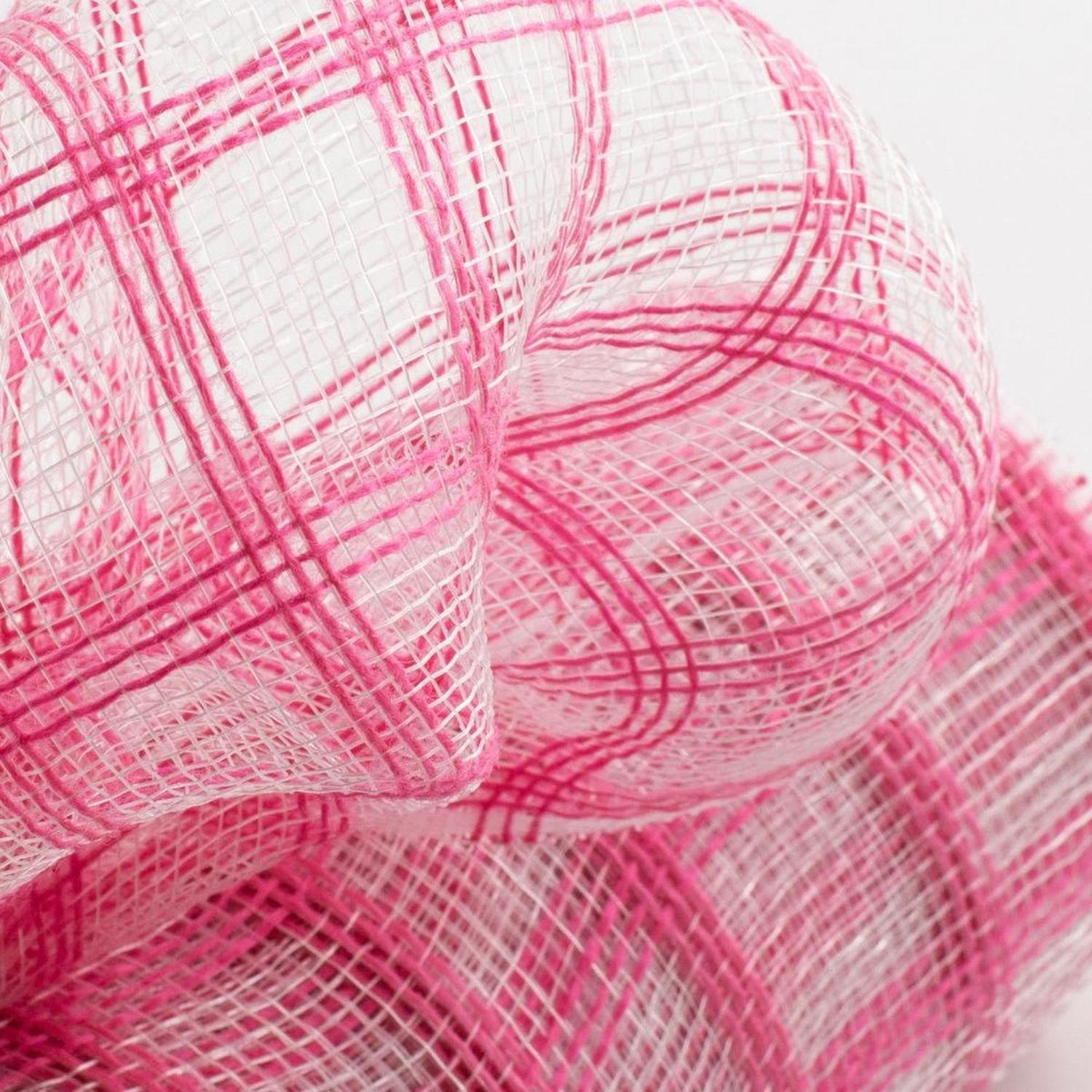 10" Poly Jute Deco Mesh Ribbon: Dark Pink & Clear Check