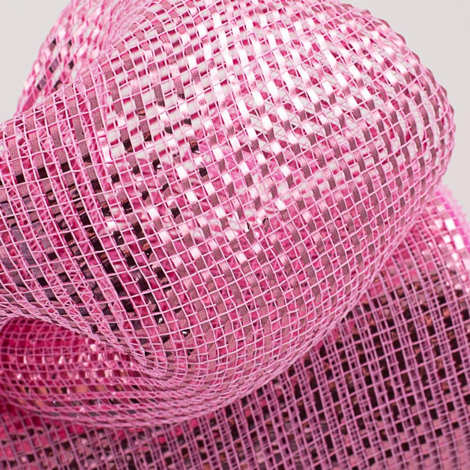 10" Poly Mesh Ribbon: Deluxe Wide Foil Pink (10 Yards)