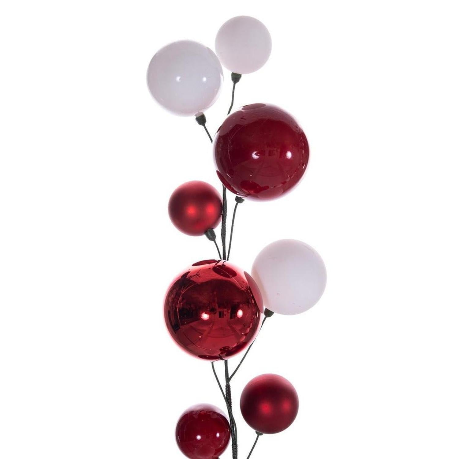 10' Red White Ball Ornament Garland
