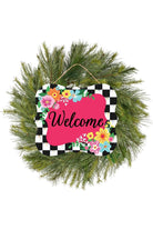 Shop For 10" Scalloped Wooden Sign: Welcome Hot Pink Checker