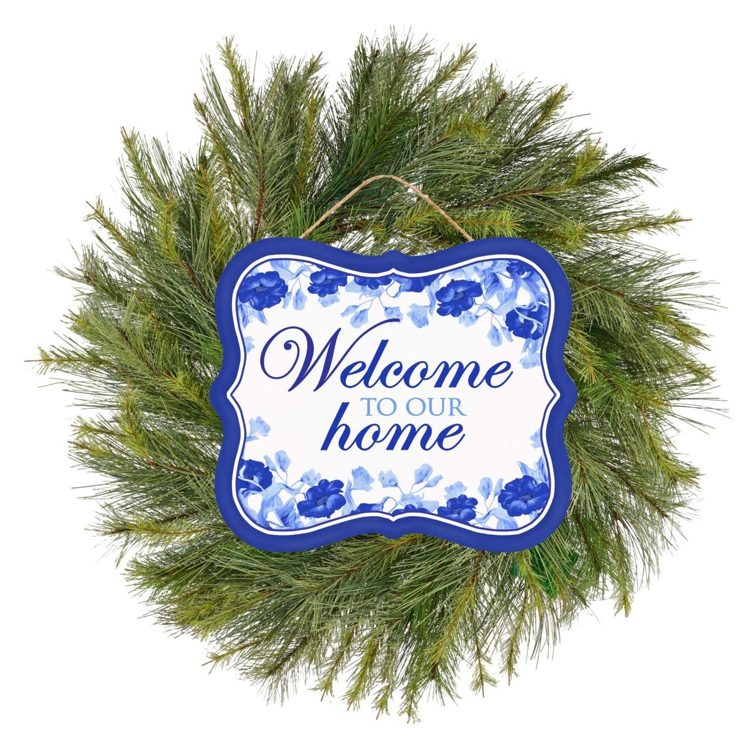 10" Scalloped Wooden Sign: Welcome To Our Home