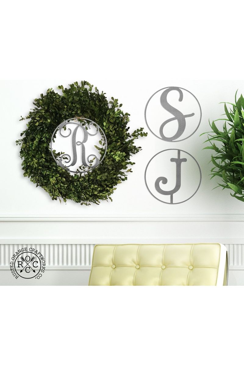 Shop For 10" Single Letter Circle Monogram - 3 Styles - Custom Monogram Door Hanger at Michelle's aDOORable Creations