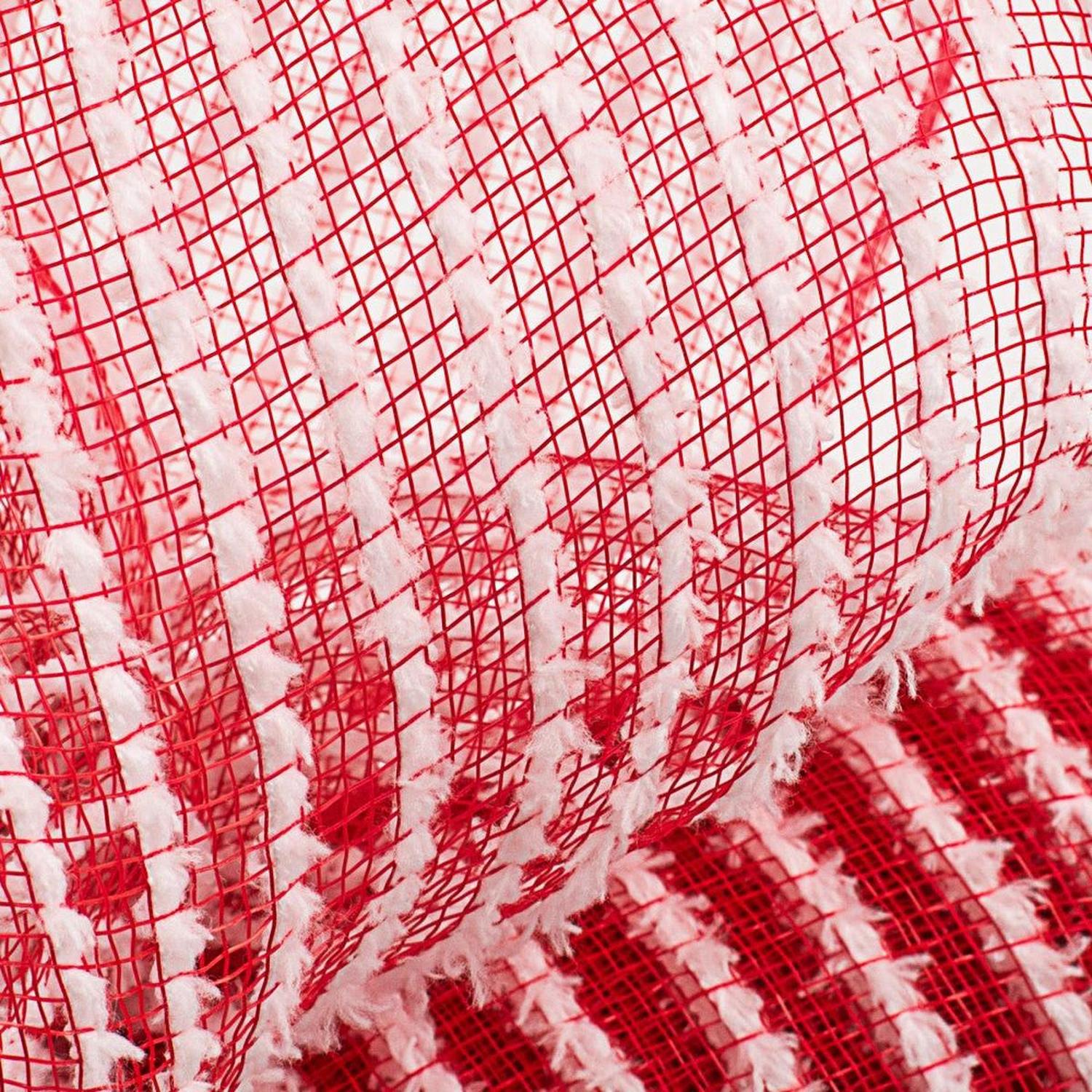 10" Snowdrift Deco Mesh Ribbon: Red Foil & White (10 Yards)