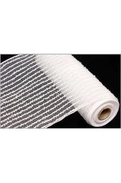 Shop For 10" Tinsel Border Stripe Mesh Ribbon: White (10 Yards) at Michelle's aDOORable Creations